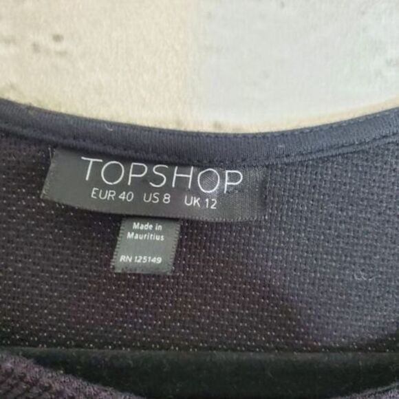 TopShop Black Short Sleeve Thermal Skater Fit & Flare Dress Sz US 8 EUR 40 UK 12 - Picture 8 of 9